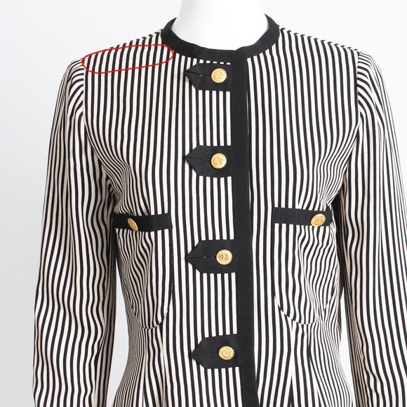 Albert Nipon Suit 2pc Jacket & Skirt Black White Striped Pinstripe Sz 10 Vintage - Picture 4 of 11
